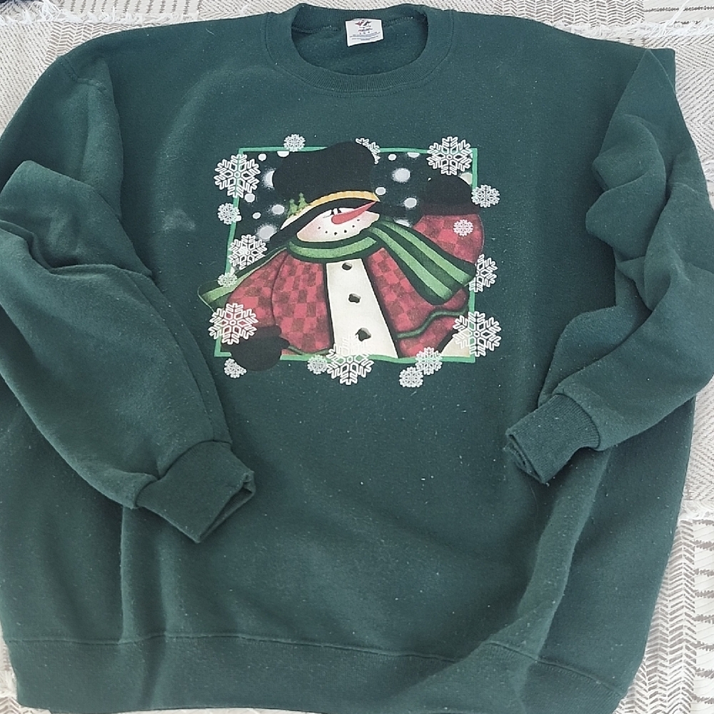 Jerzees Dark Green Snowman Sweatshirt